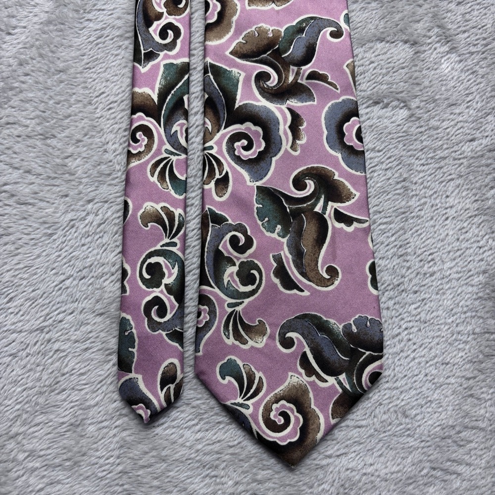 Christian‎ Dior Monsieur Silk Tie Pink Abstract Floral Paisley Made in USA